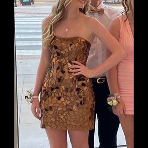 Gold mirror Sherri Hill Homecoming Dress
